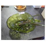 Vintage Indiana Glass Green Grapes Serving Bowl