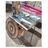 Square Leather Top Table