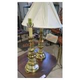 Brass table lamp pair