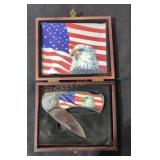 Stainless China Eagle & American Flag Pocket Knife