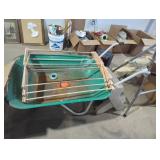 Metal Wheelbarrow & Folding Wood Blanket Rack