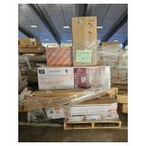 Skid Lot of Electric Fireplace, Vanity, Shelving,