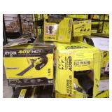 Ryobi Shelf Lot 7 Tools, Various Blowers,  Trimmer