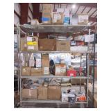 Rack Lot Home Items, Dead Bolts, Light Bulbs,