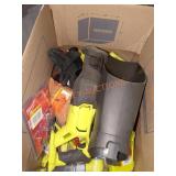 Box Lot of Small Tools, RYOBI, Milwaukee,