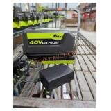 Ryobi 40v 6 ah battery and charger