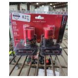 2 Milwaukee M12 3 ah batteries