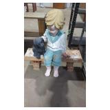 Little Boy & Puppy Garden Statue