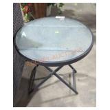 Small 20in Glass Outdoor End Table