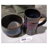 Handmade pottery mug and bowl