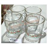Libbey Holly Gold Rimmed Glass Mugs