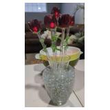 Glass Roses & Vase