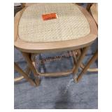 4 wooden wicker chairs