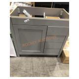 Gray shaker style cabinet, 34"  x 36" x 21-9/8"