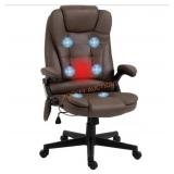 Brown Linen Massage Chair with Reclining Backrest