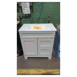 30in by 19in by 34in gray vanity with white