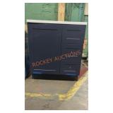 30in by 19in by 36in blue vanity with white and