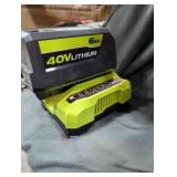 Ryobi 40v 6 ah battery and charger