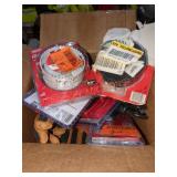 Box Lot Small Milwaukee Tools, Gloves, Drill