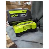 Ryobi 40v 6 ah battery and charger