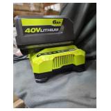 Ryobi 40v 6 ah battery and charger