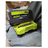 Ryobi 40v 6 ah battery and charger