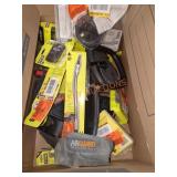 Box Lot Ryobi Small Tools, Charging Cords, Bits,