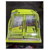 Ryobi 25 PC hex shank black oxide drill bit set