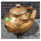 Copper and brass vintage teapot