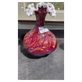 Vintage Carnival Glass Ruby Ruffled Fenton Vase
