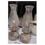 Two Vintage Glass Oil Lamps
