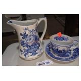 Spode Cup + Saucer and Staffordshire Pitcher