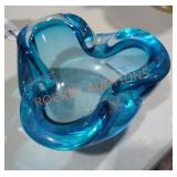Blue Art Glass Ashtray Bowl
