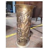 Vintage Embossed Brass Umbrella Stand