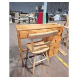 Solid Wood Desk with Chair