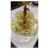 Mid century two tiered glass