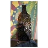 glass wine bottle for wall and two signs