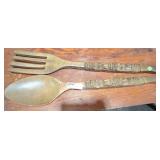 Large Tiki Carved Fork and Knife