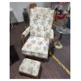 Vintage Floral Rocking Arm Chair with Ottoman
