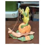 Petites Choses Metal Frog Riding a Snail Statue