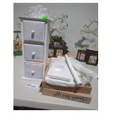 White Wood Towel Bars & Spice Box