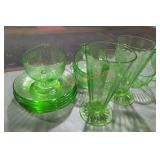 Misc Uranium/Vaseline Glass Cups & Saucers