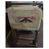 Vintage Fiberglass TV Trays with Cart