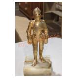 Vintage Gold Tone Suit of Armour Statue on marble