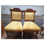 Vintage Yellow Victorian Style Parlor Chairs