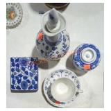 Misc vintage blue and white dishware