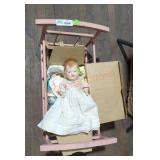 Vintage doll crib and doll