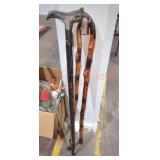 Three Carved Wood Canes