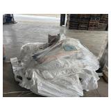 White tarp, tent poles