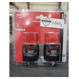 2 Milwaukee M12 cp 1.5 ah batteries